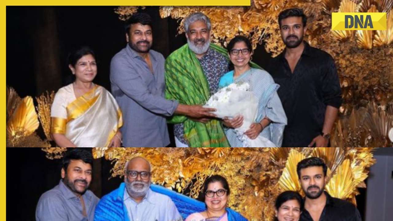 Chiranjeevi honours SS Rajamouli, MM Keeravani for Naatu Naatu's Oscars win at Ram Charan's birthday bash