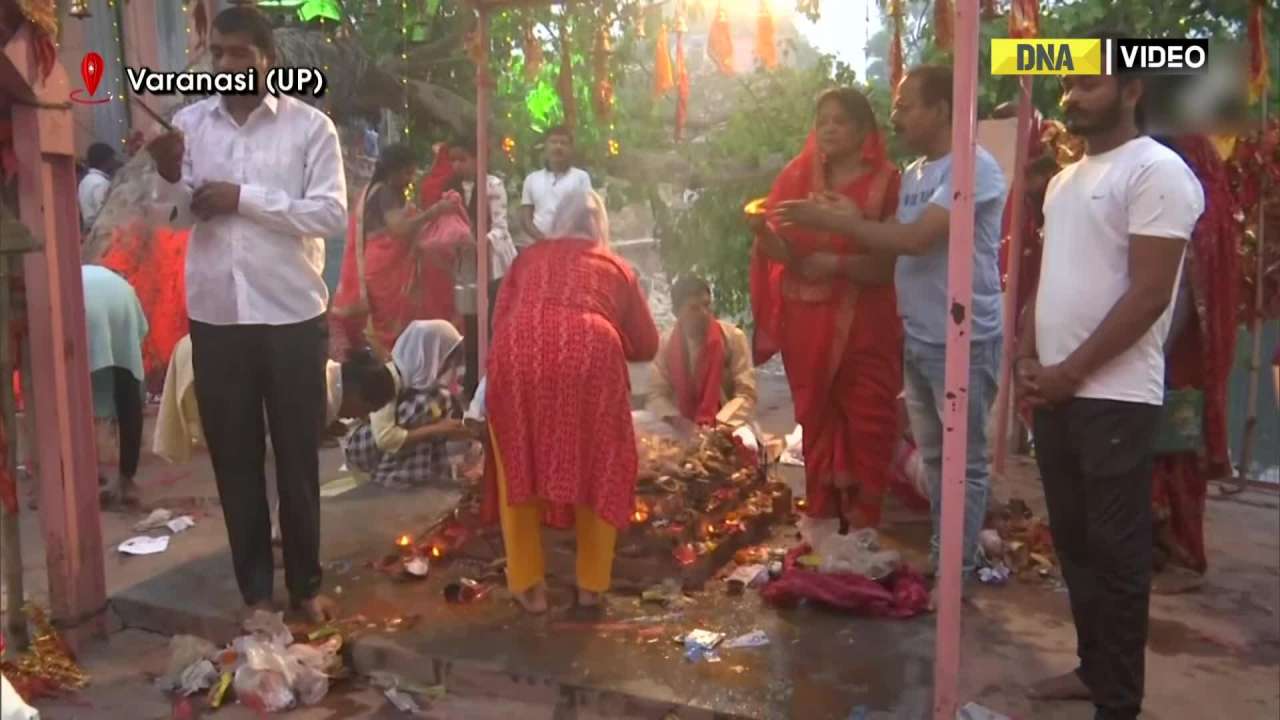 Varanasi: Devotees offer prayers at Ashtabhuja Temple on the occasion of Ram Navami 