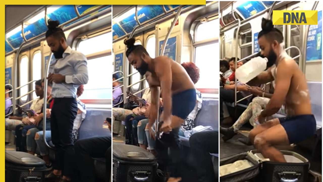 Watch: After viral Delhi Metro girl video, man taking bath inside metro  divides internet