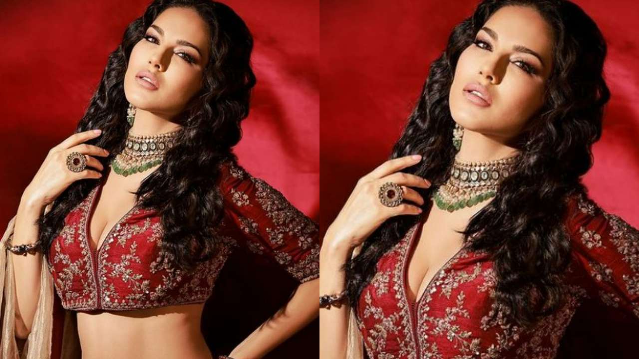 Aaliya Bhat Chut - Sunny Leone surprises fans as she drops beautiful pictures in red  embroidered lehenga, see viral photos