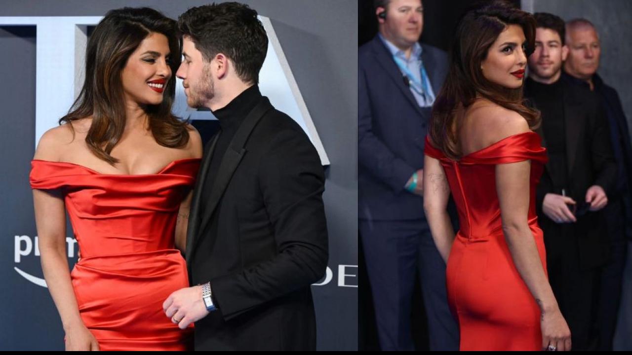 Nick Jonas Crazy Over Priyanka Chopra Red Hot Look