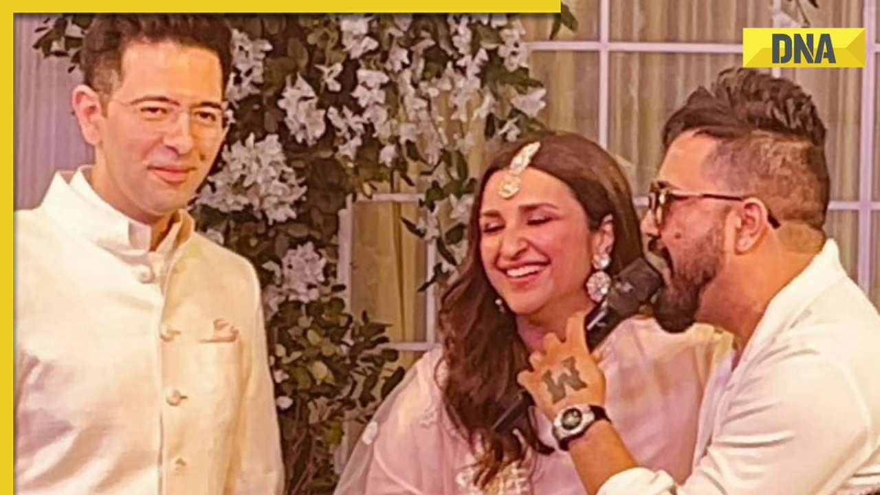 Parineeti Chopra, Raghav Chadha groove to Mika Singh's rendition of Gal Mitthi Mitthi Bol at their engagement