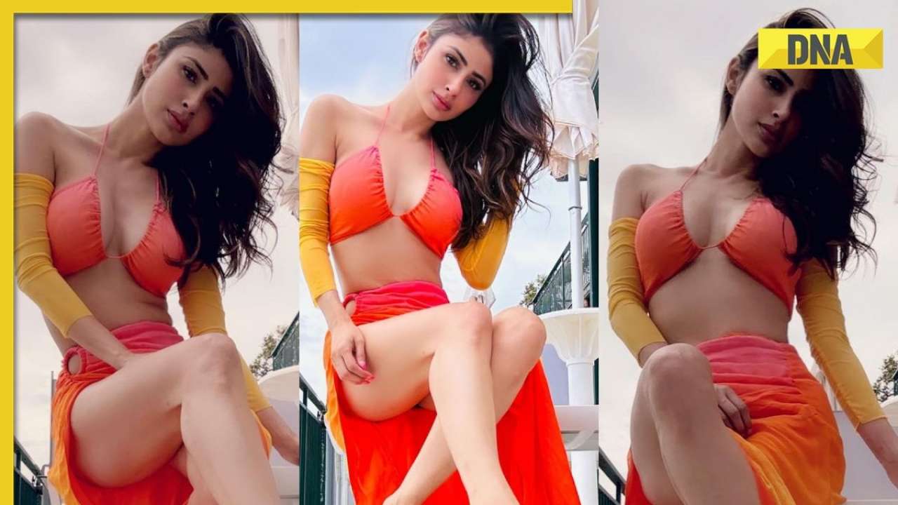 Sexy Video Hot Hot Nangi Video - Mouni Roy sets internet on fire in sexy orange bikini, thigh-high slit  dress during vacation, watch viral video