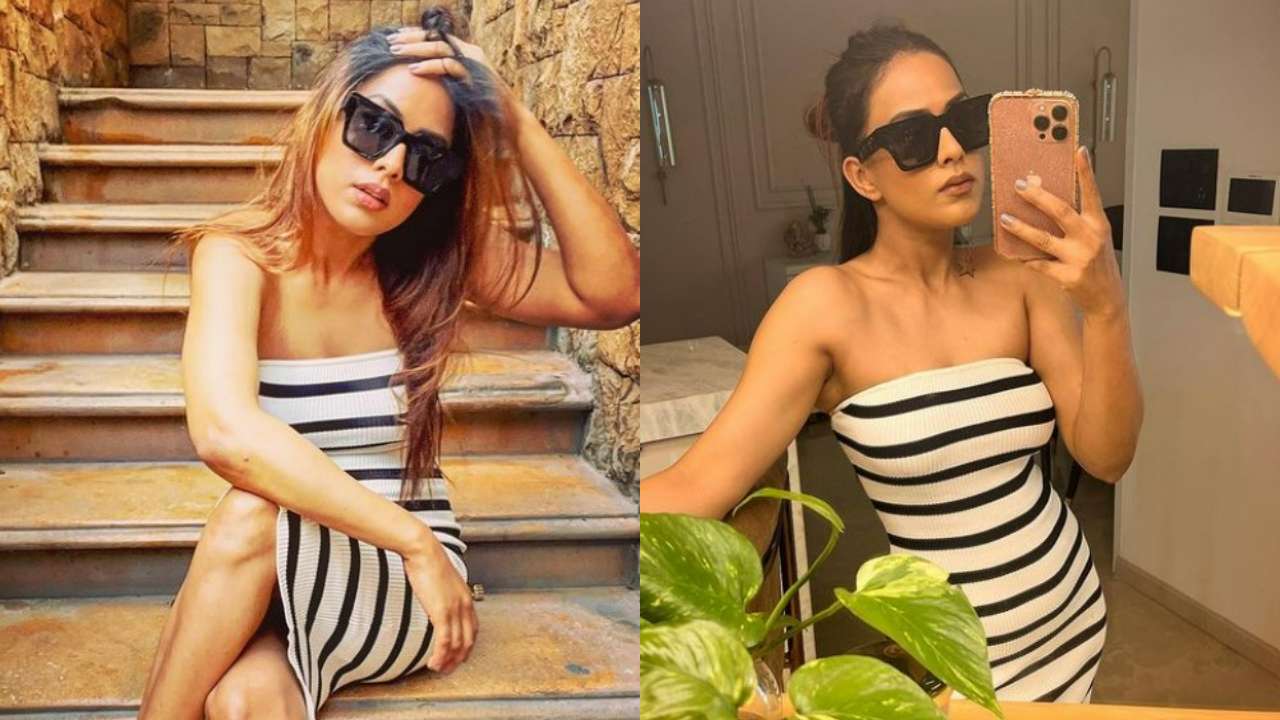 Nia Sharma Flaunts Her Hourglass Figure In Sexy Striped Bodycon Dress See Viral Photos