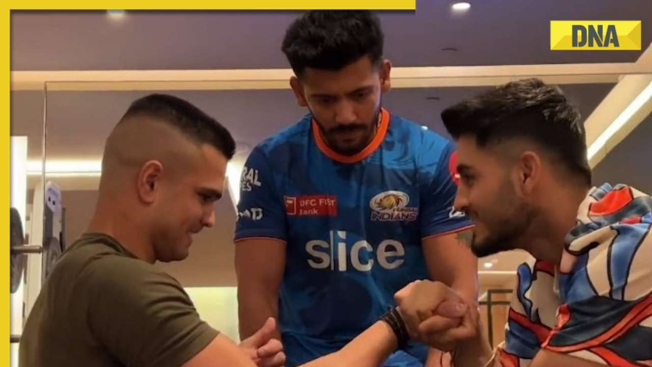 Watch: Arjun Tendulkar engages in arm-wrestling during training in preparation for the crucial IPL 2023 match