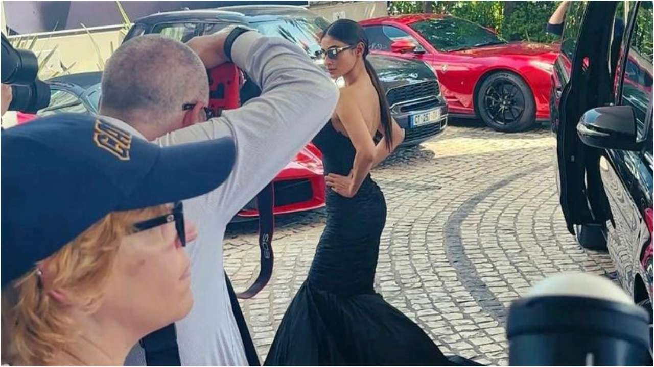 In Pics Mouni Roy Raises The Temperature In Sexy Black Strapless Gown At Cannes 2023 Fans Call