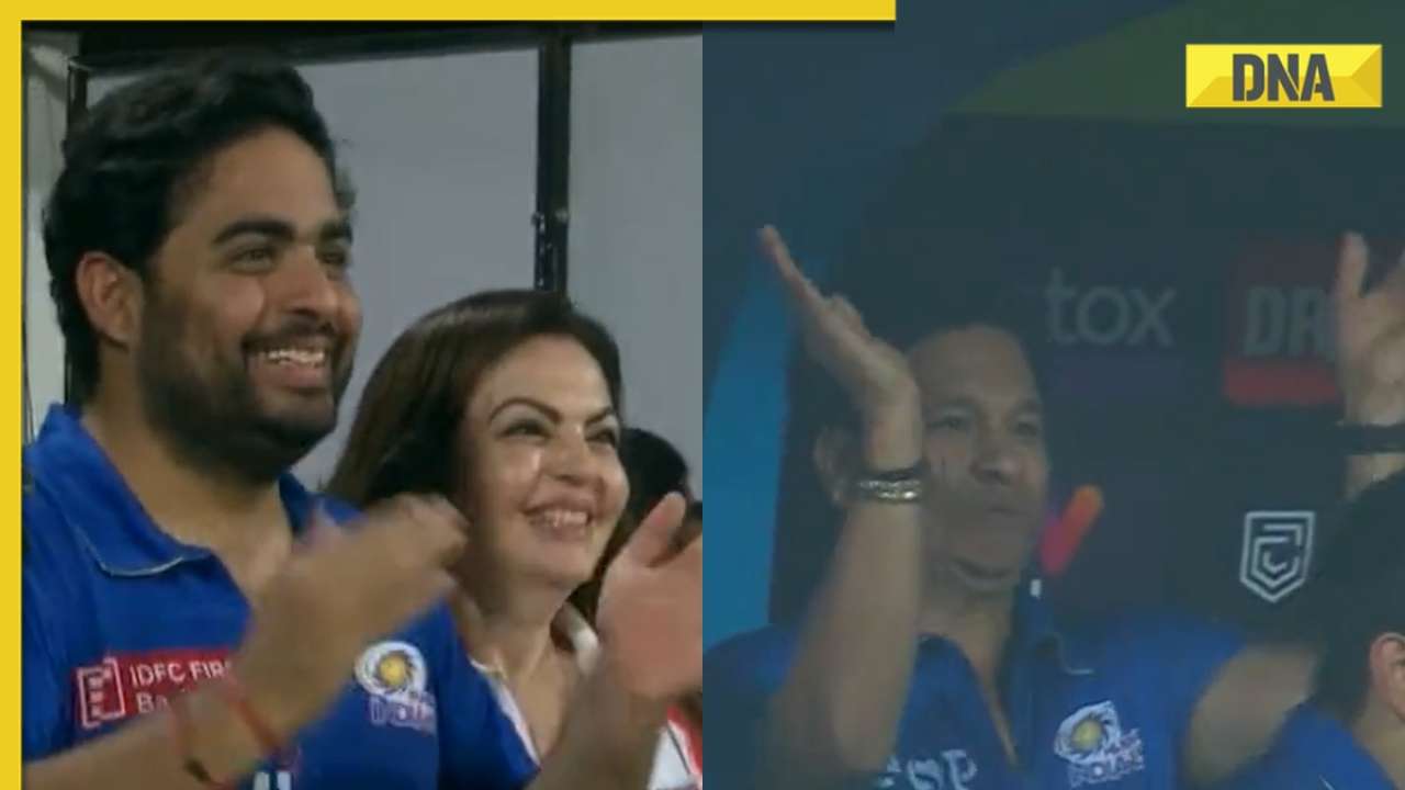 Viral video: Nita Ambani, Akash Ambani, Sachin Tendulkar celebrate MI's 81 run win in IPL Eliminator, watch