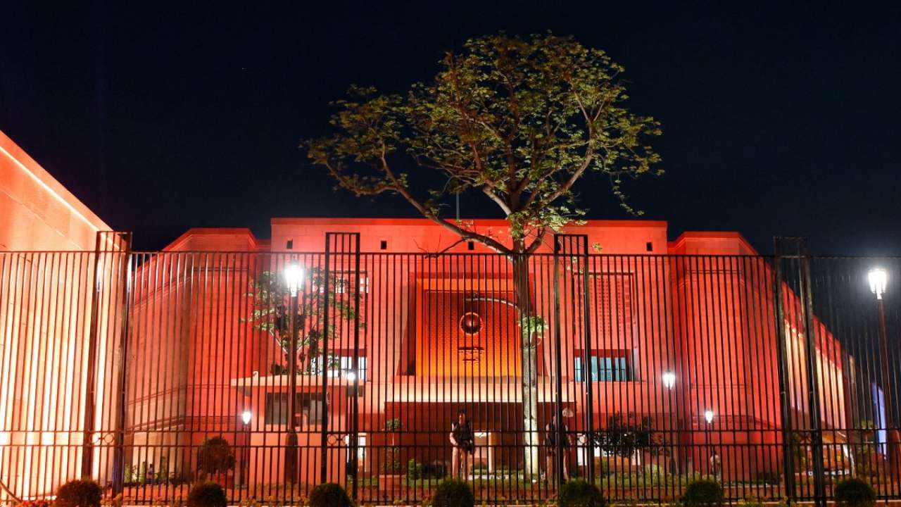 New Parliament building after sunset