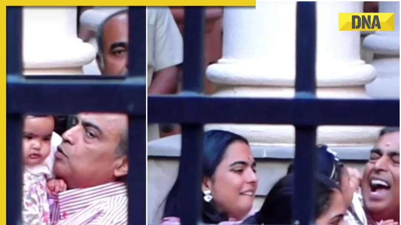 Viral Video Mukesh Ambani Spotted Carrying Isha Ambani’s Daughter Aadiya In His Arms At Shloka