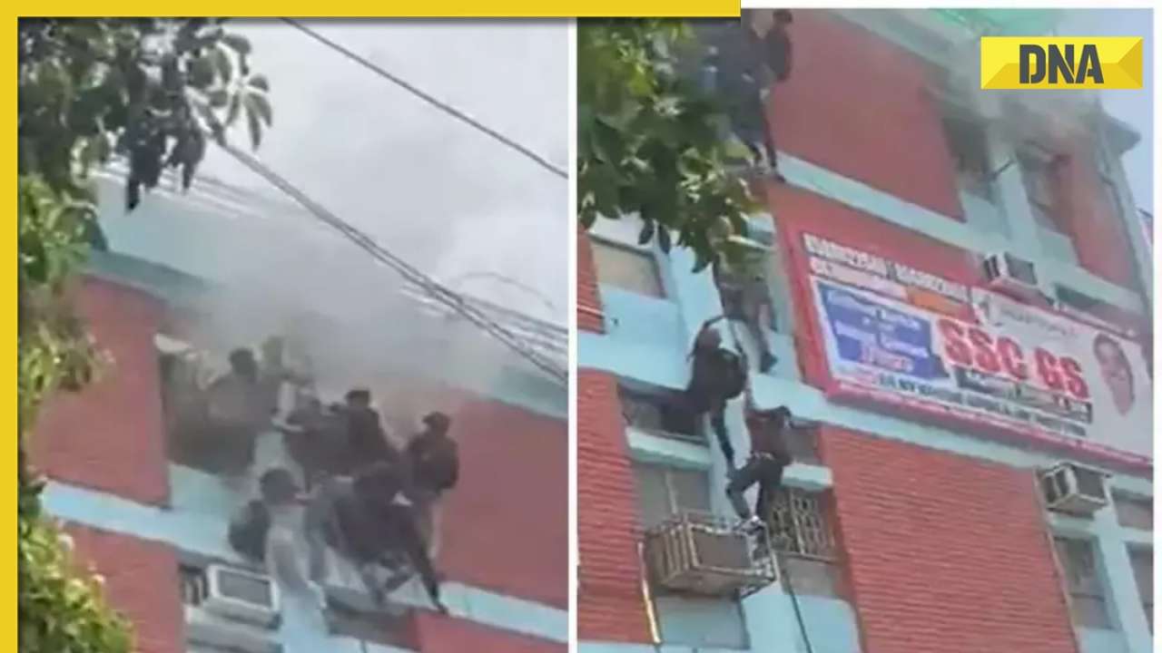 Delhi fire viral video: Students of coaching center climb down burning building using ropes