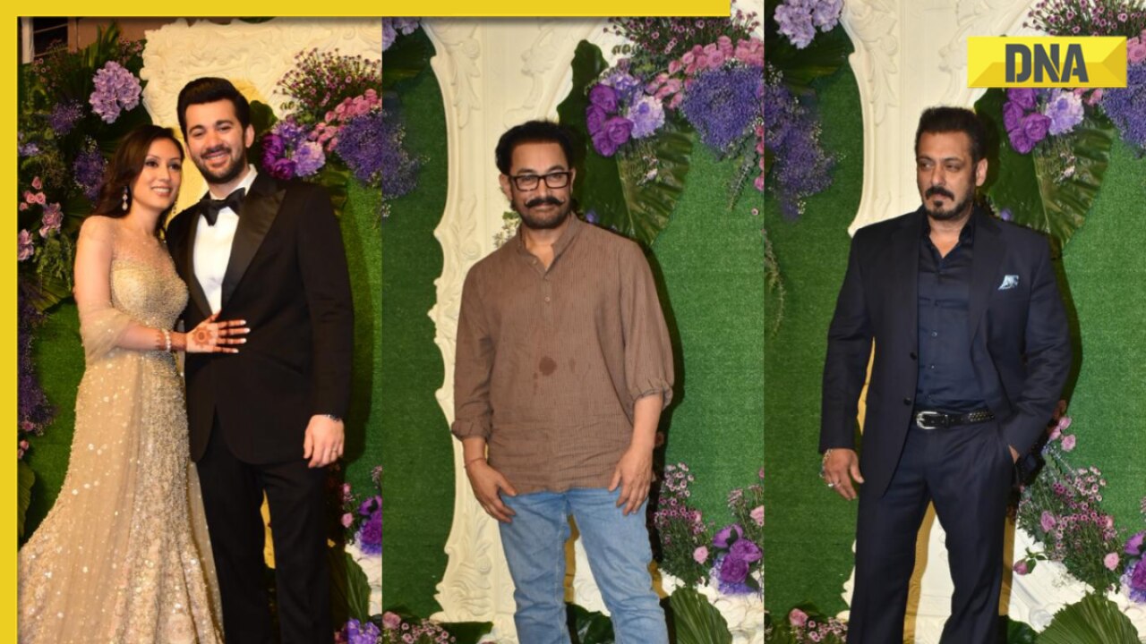 In Pics Salman Khan Aamir Khan Bring Star Quotient To Karan Deol Drisha Acharya Wedding Reception