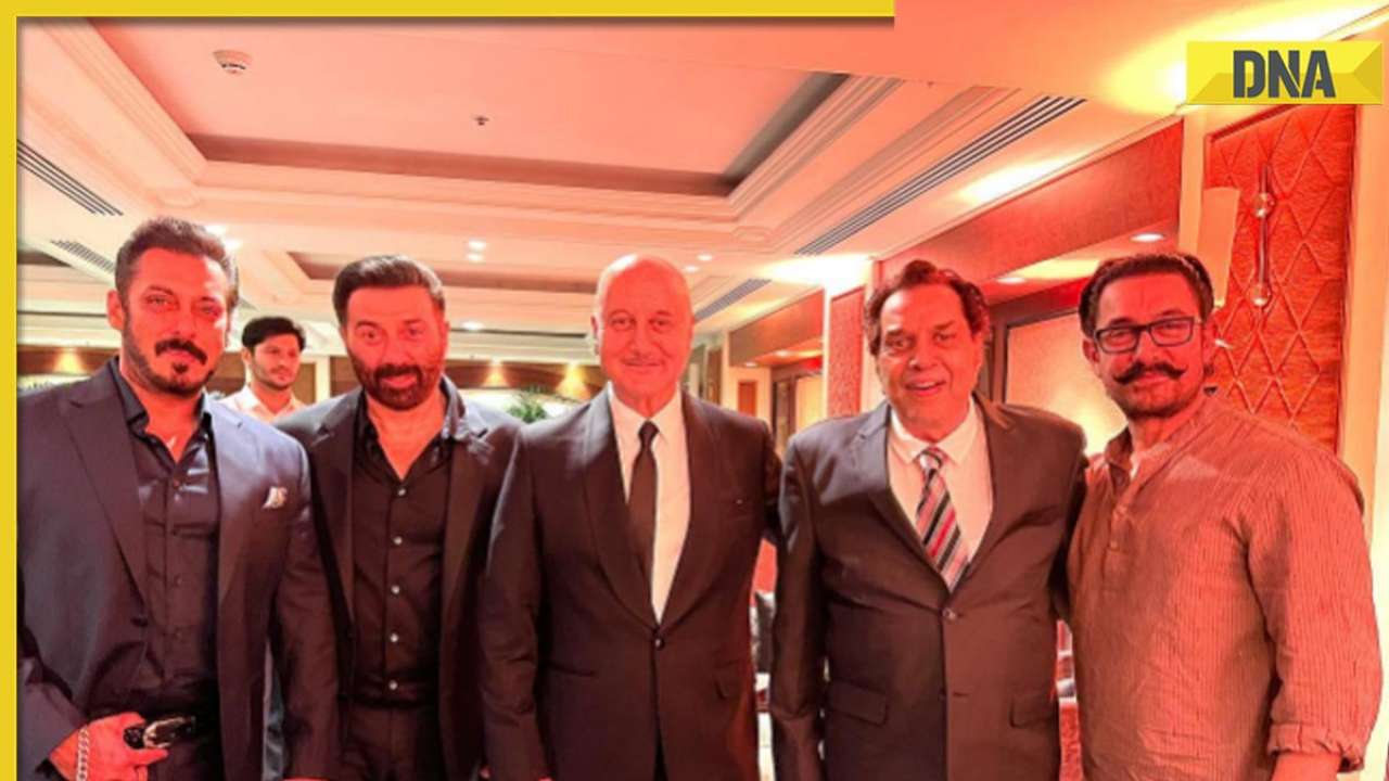 Just Anupam Kher sharing the frame with Aamir Khan and Salman Khan at Karan Deol's wedding