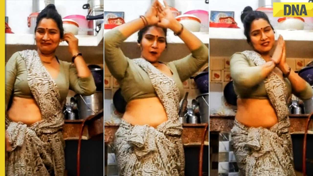 Woman in stunning saree dances in kitchen for Insta reel, viral video  divides internet