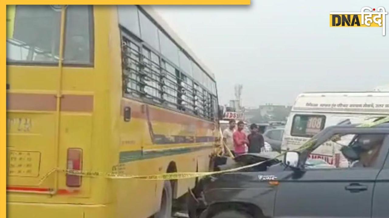 दिल्ली-मेरठ एक्सप्रेसवे पर बस और कार की भीषण टक्कर में 6 लोगों की मौत, दरवाजे काटकर निकाले गए शव
