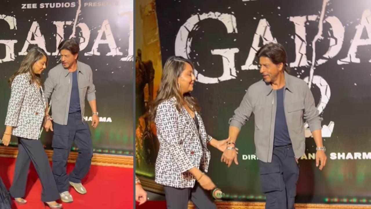 shah rukh Khan reached At Gadar 2 Success Party With Wife Gauri Khan