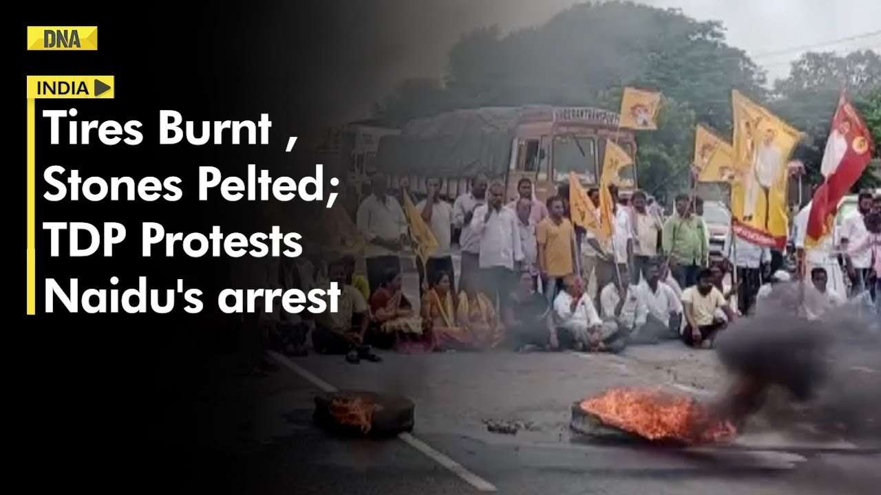 Tires Burnt Down, Stones Pelted; TDP Workers Stage Protest After ...