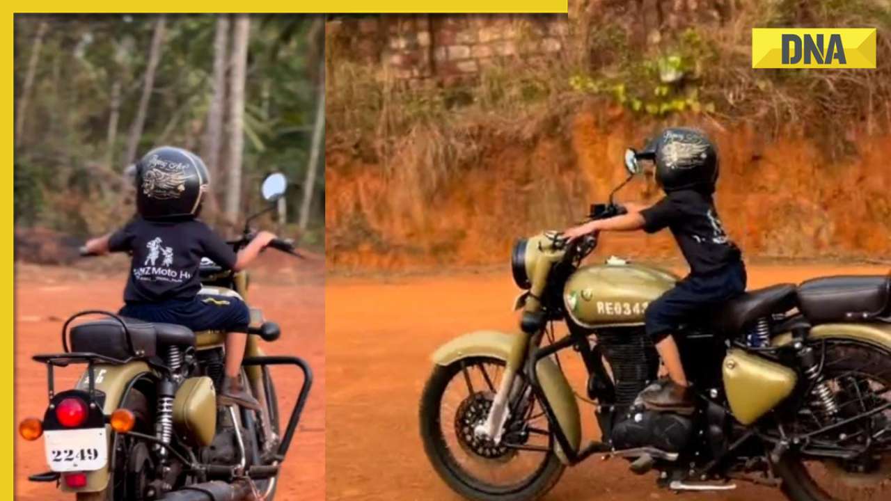 Viral Video Four Year Old Kerala Boy Takes Royal Enfield Classic 350 For A Spin Internet 2130