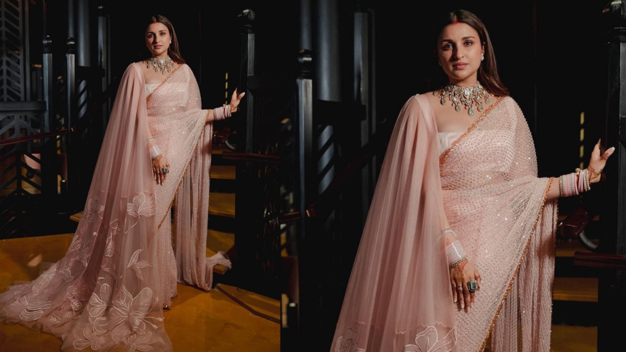 Parineeti Chopra saree style with dupatta 