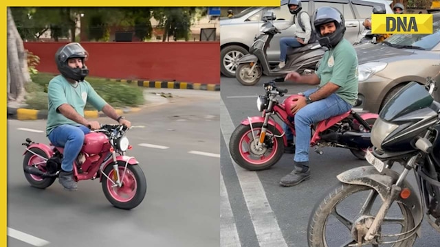 Man rides mini pink Bullet on Delhi street, viral video shows people's  reaction