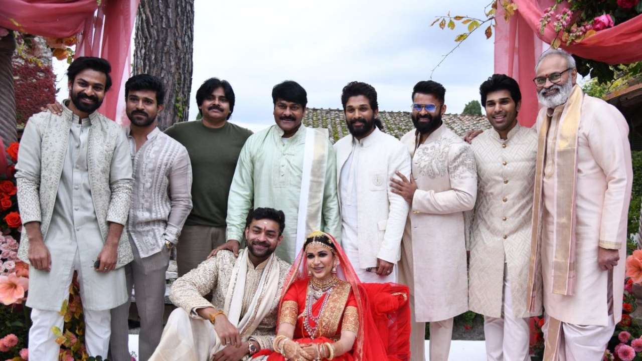 One big happy family photo at Varun Tej and Lavanya Tripathi's wedding