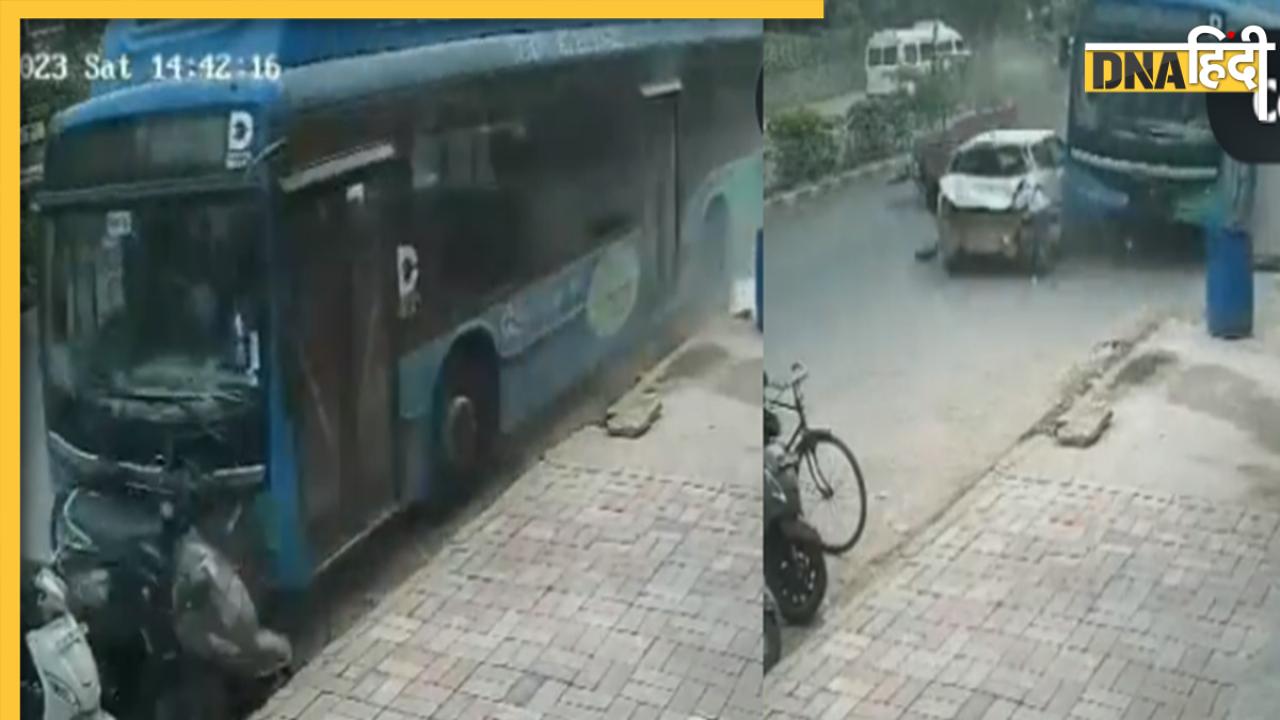Delhi Bus Video: दिल्ली में डीटीसी की बस का कहर, रास्ते में आई कार-बाइक सबको टक्कर मारती गई, एक की मौत 