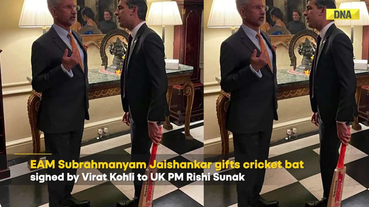 EAM S Jaishankar Meets Rishi Sunak On His UK Visit, Gifts Cricket Bat Signed By Virat Kohli | Viral