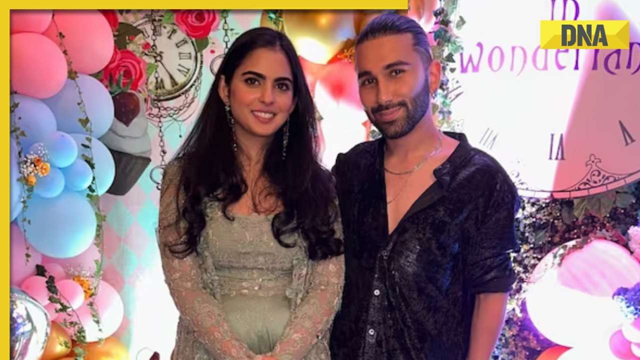 Isha Ambani dazzles in green cape set, poses with Orry for pictures