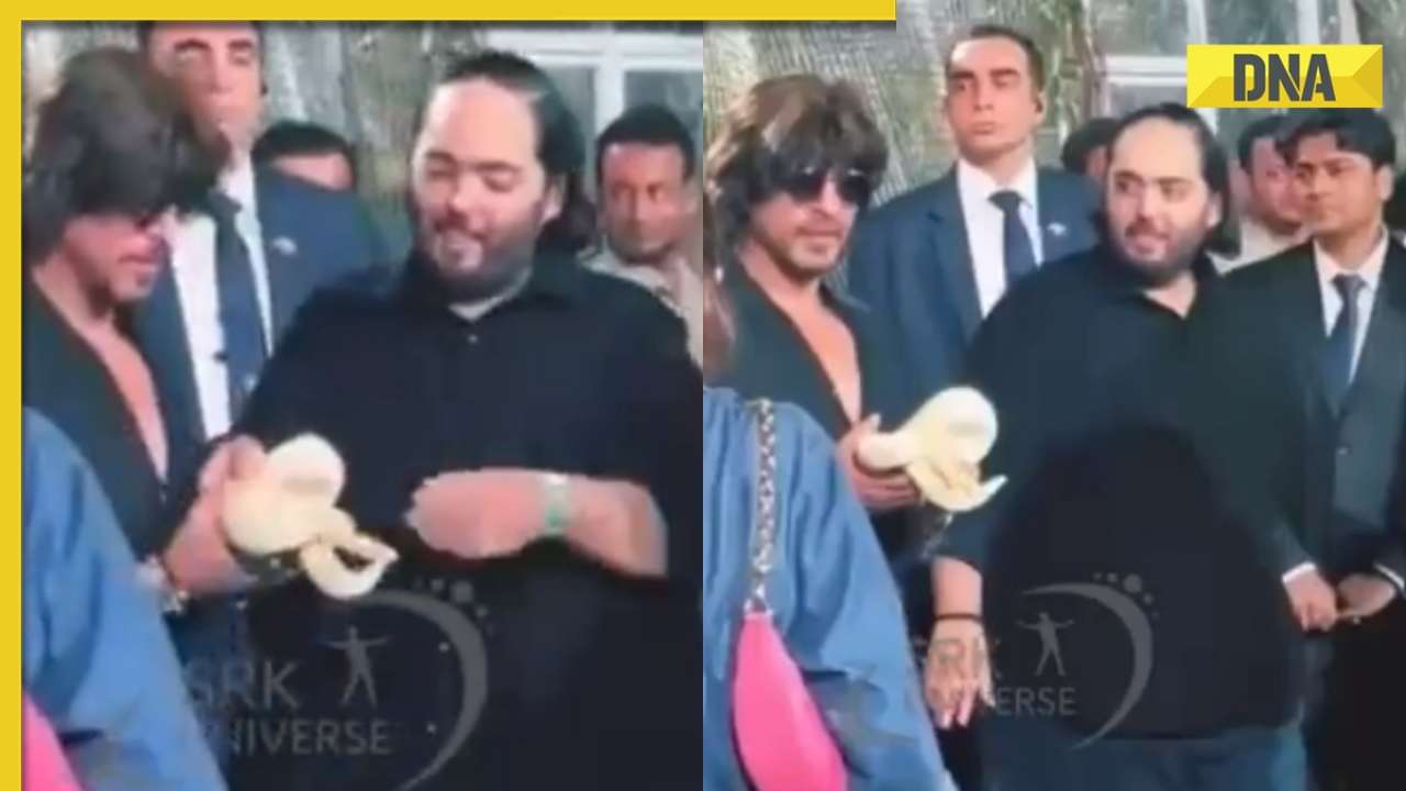 Shah Rukh Khan remains composed as Anant Ambani gives him a snake at Isha Ambani's twins' birthday bash, see viral video