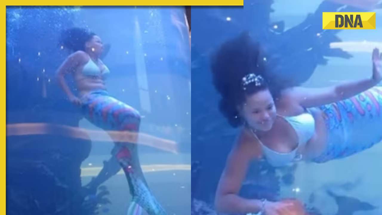 Viral video: Mermaid performer's narrow escape from drowning as tail gets entangled, watch