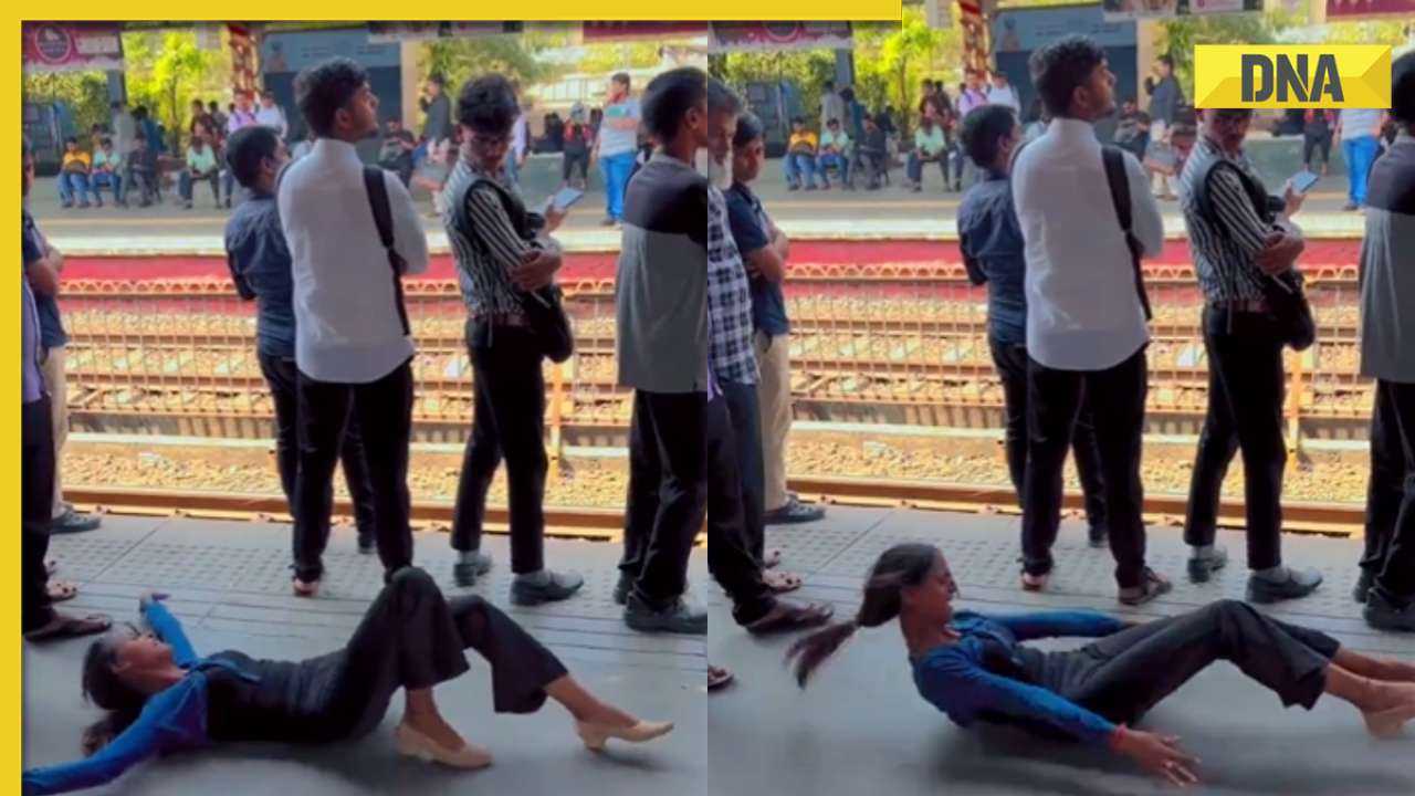 Viral video: Girl dances while lying down on railway platform, internet is not impressed