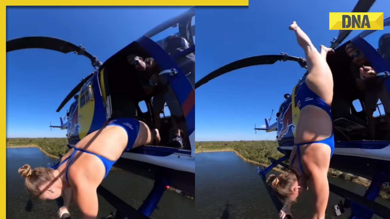 Viral video: Woman's gravity-defying handstand on a moving helicopter stuns internet