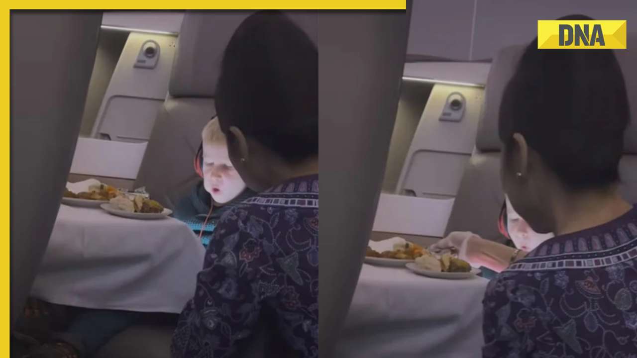 Viral video of flight attendant spoon-feeding 5-year-old passenger divides internet, watch