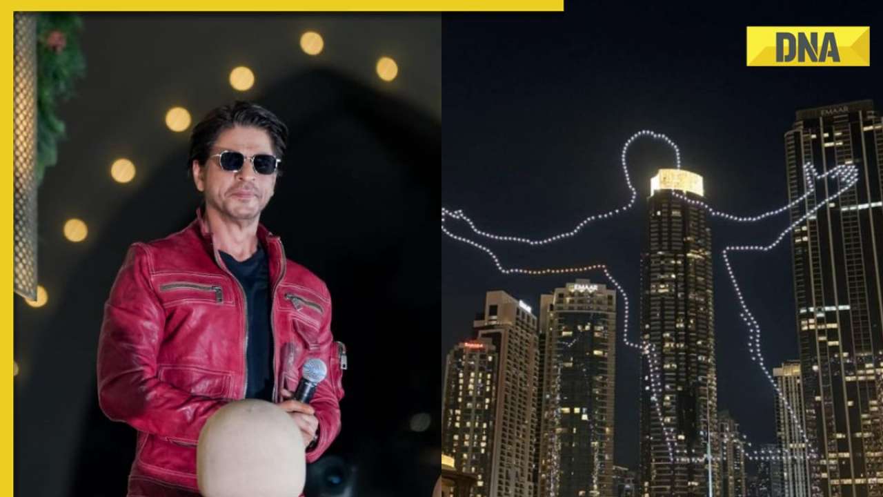Shah Rukh Khan promotes Dunki in Dubai, leaves fans mesmerised with drone show recreating actor's signature pose: Watch