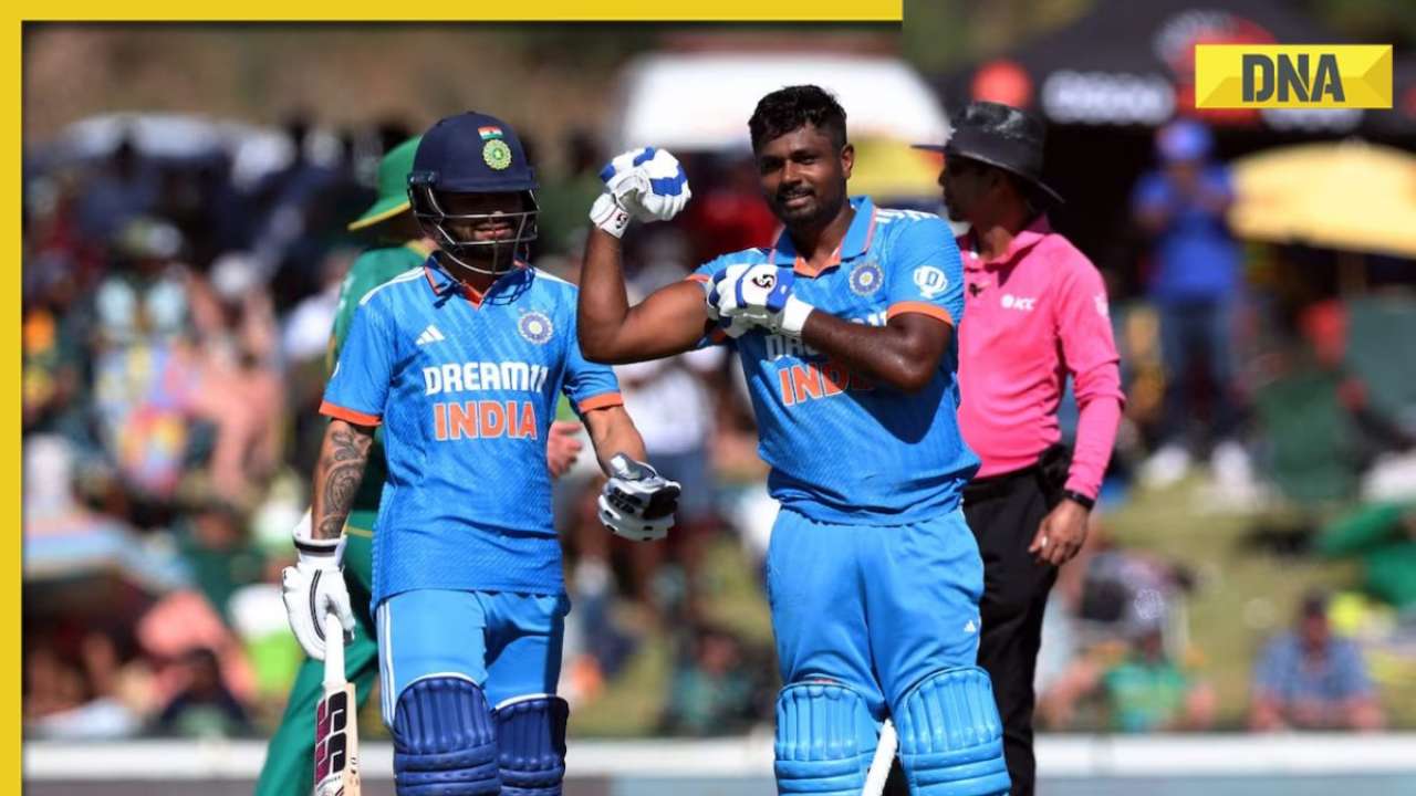 Watch: Sanju Samson flexes biceps after maiden hundred for India in 3rd ODI against South Africa