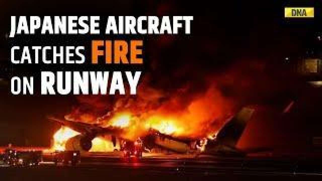 Japan plane burning: Japan plane with 379 passengers catches fire while landing at Tokyo airport