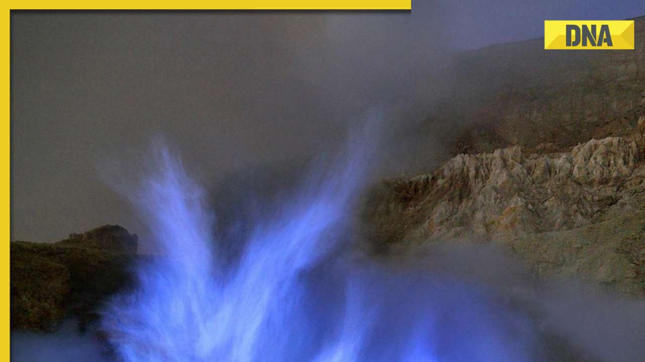 Viral video: Mesmerizing electric-blue flames erupting from volcano captivates internet