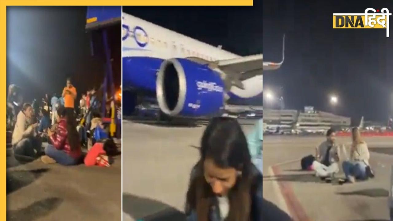 IndiGo की फ्लाइट हुई लेट तो रनवे पर ही खाना खाने लगे यात्री, देखें वीडियो