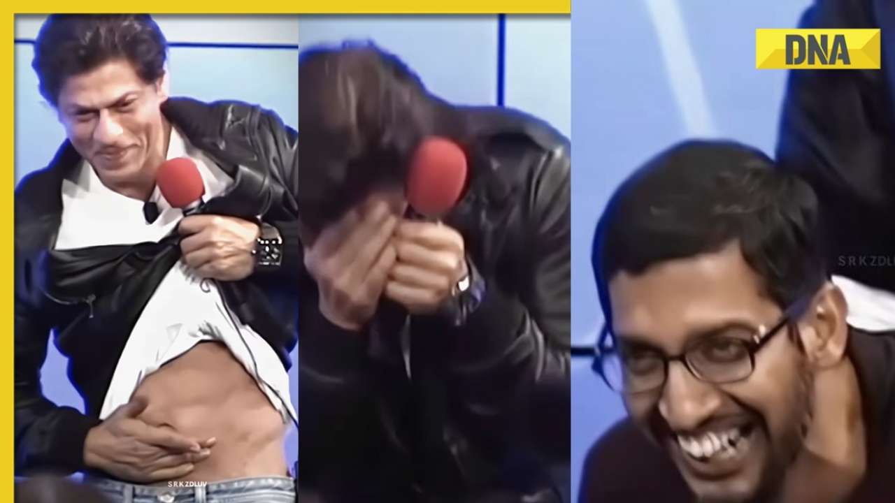 Watch: Shah Rukh Khan hides his face after flaunting abs, Sundar Pichai's laughter wins the internet