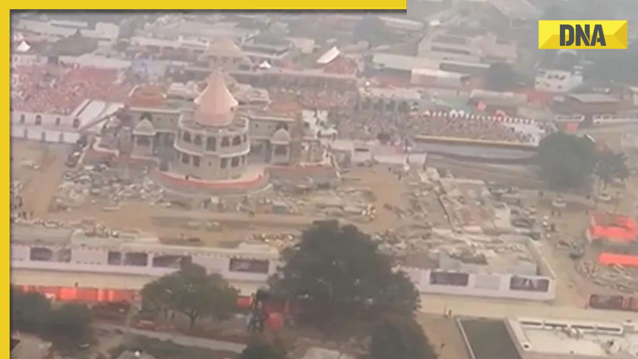 Aerial video of  Ayodhya Ram Temple shot from PM Modi's chopper goes viral, watch