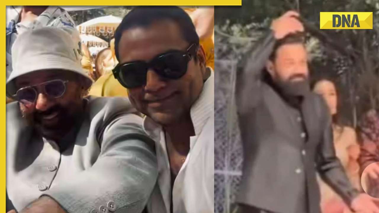 In pics: Bobby Deol performs viral Jamal Kudu step, Sunny Deol, Abhay Deol pose together at their niece's wedding