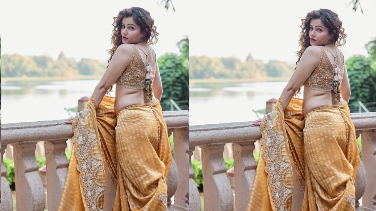 Rubina Dilaik Look Hot In Yellow Saree