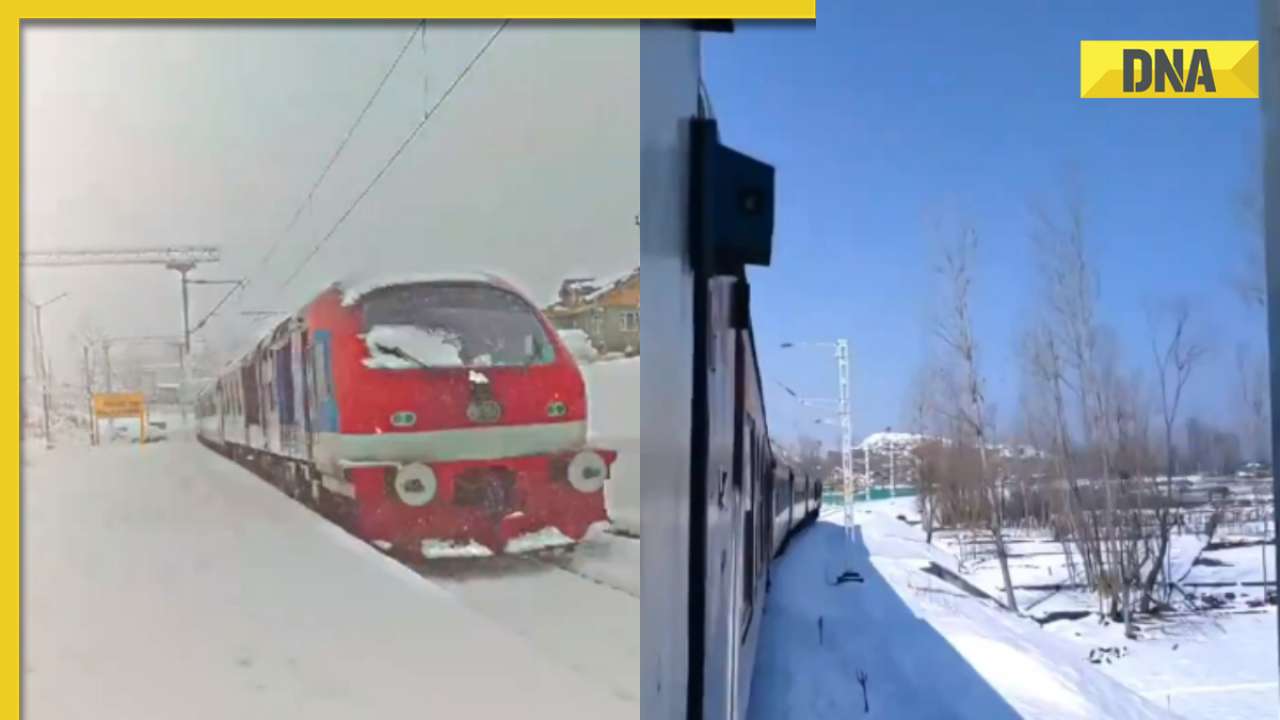 Viral video: Indian Railways shares mesmerizing footage of train passing through snow-clad Jammu and Kashmir