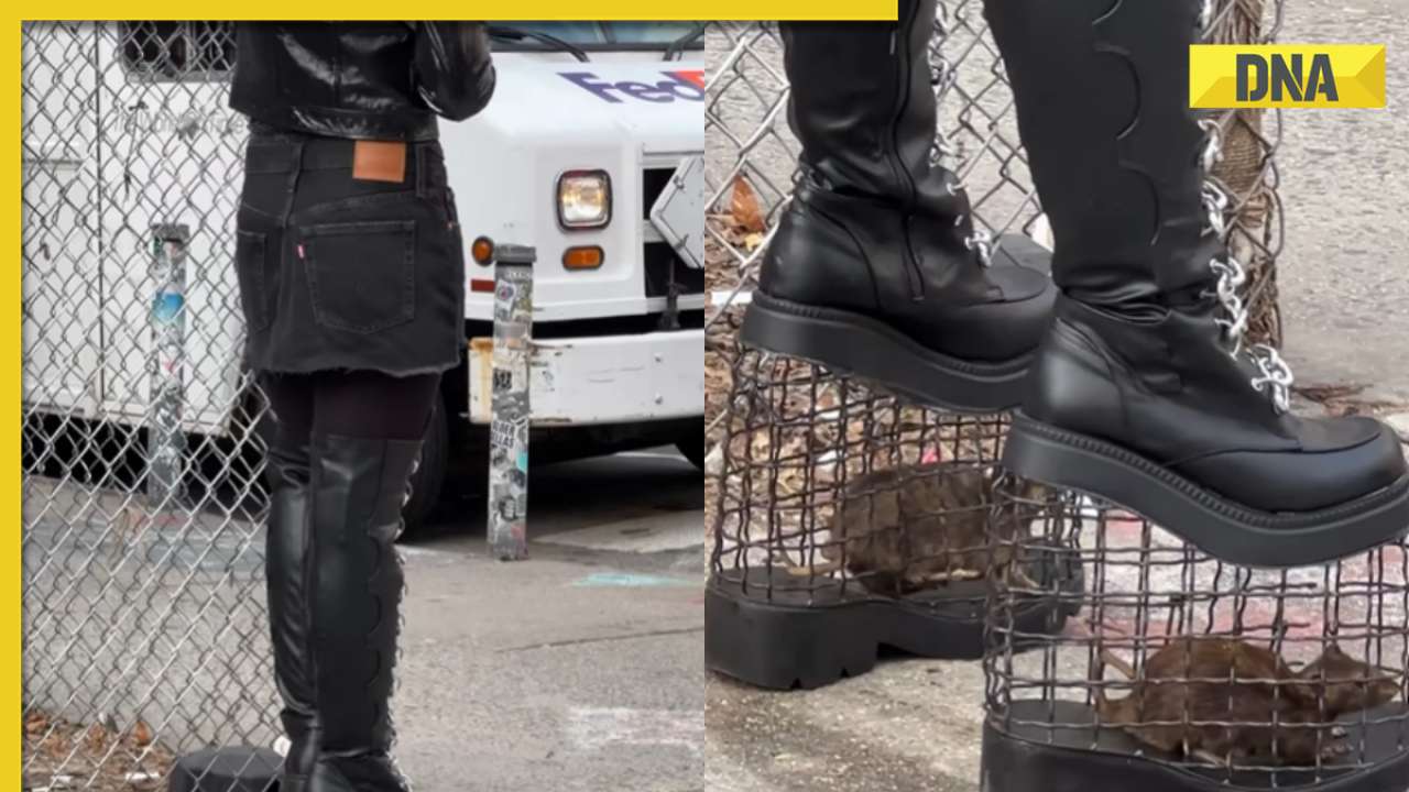 Viral video: Woman wears rat-cage heels in New York, internet is shocked