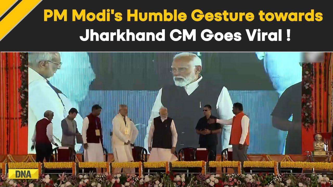 Watch! PM Modi’s Humble Gesture Towards Jharkhand CM Champai Soren Wins Hearts