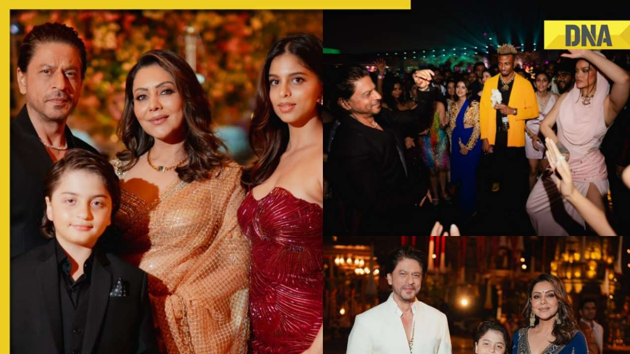 Shah Rukh Khan grooves with Rihanna; poses with Gauri Khan, Suhana Khan, AbRam Khan in unseen pics from Ambani bash