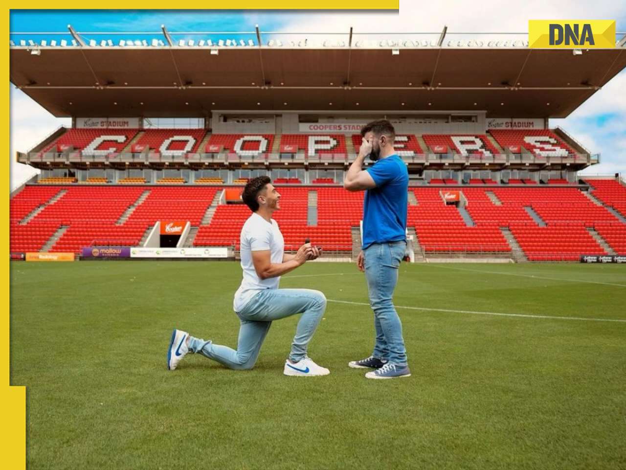 Australian gay footballer proposes to partner at stadium, internet reacts