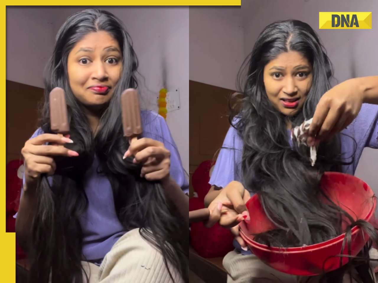 Viral video: Woman's attempt to colour hair with chocolate ice cream shocks internet, watch