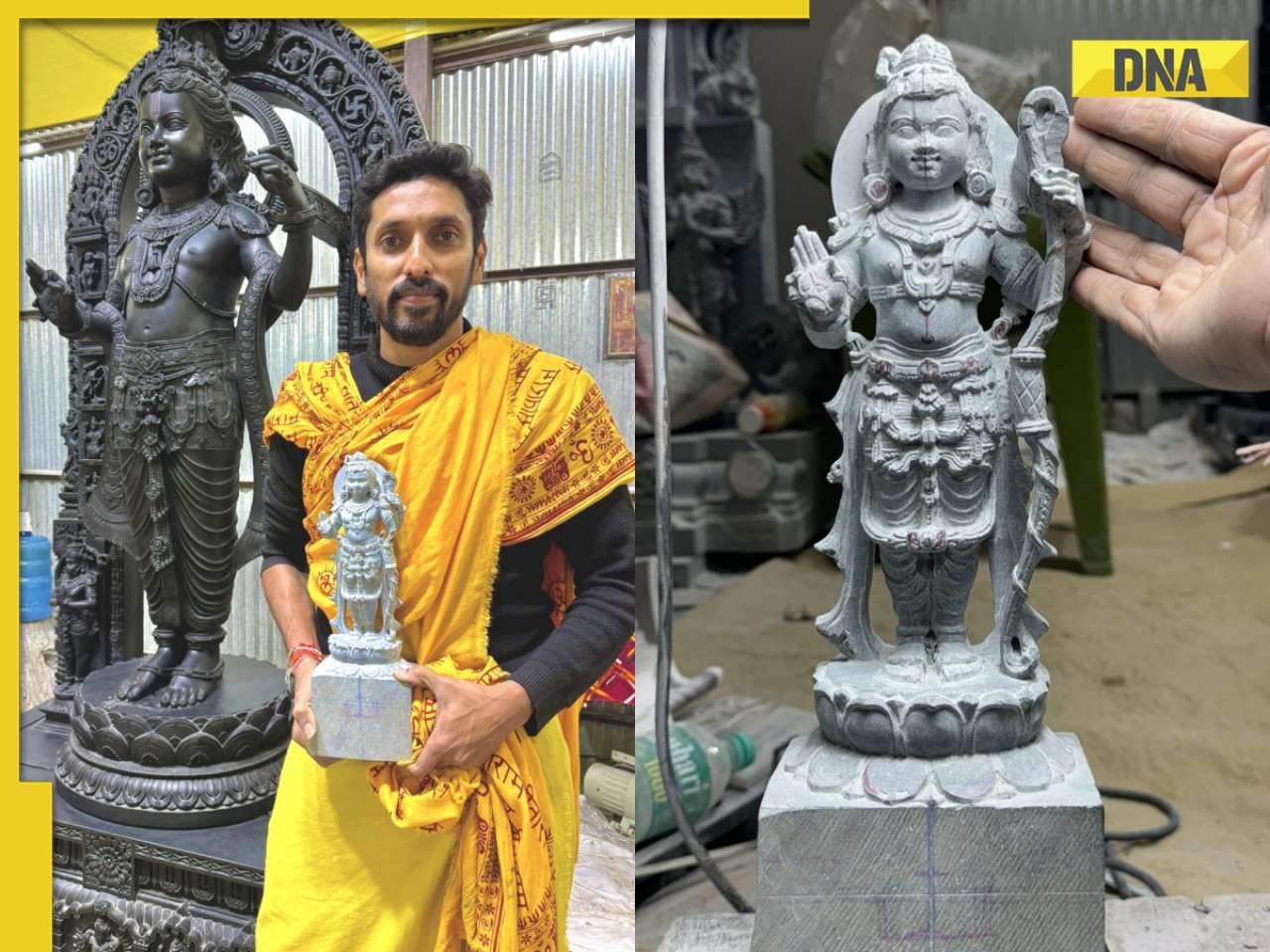 Sculptor Arun Yogiraj carves 'small' Ram Lalla idol in Ayodhya, pics go viral