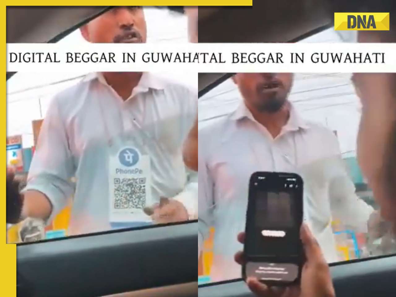 Viral video: Beggar seen with QR-code hanging around his neck, netizens react, watch