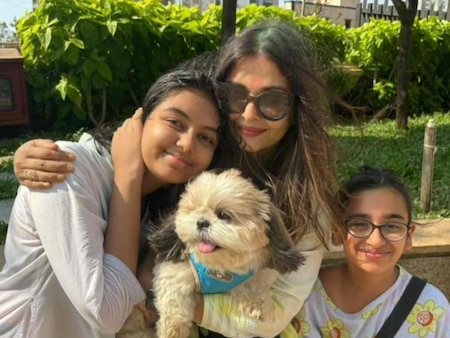 Aishwarya Rai with Aaradhya and a cute dog